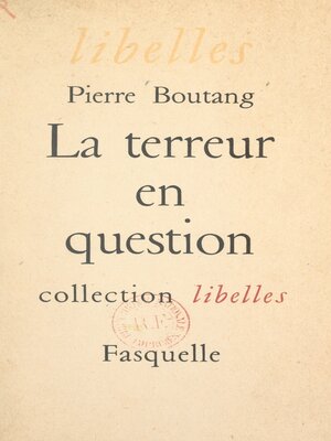 cover image of La terreur en question